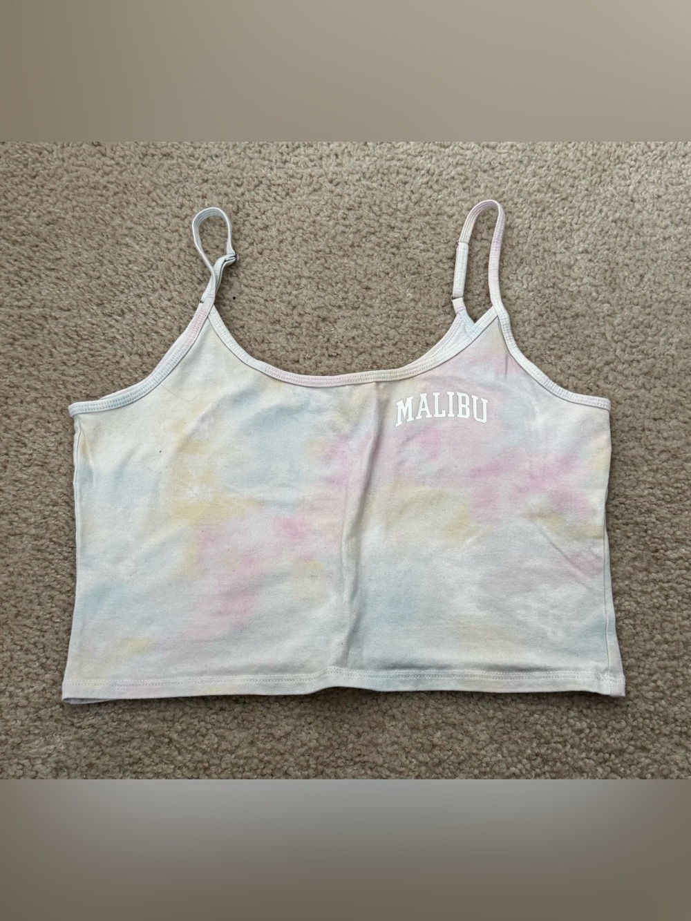 Hollister Malibu Tie-Dye Crop Cami Tank Top - Pastel Multi size L